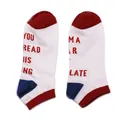 Personalized white low cut cotton socks with red 'IF YOU CAN READ THIS' text design - Short / White Blue Red