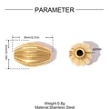 Dettagli dei parametri della perla distanziatrice a melone dorata da 8mm in acciaio inox. - Stile Ovale a Righe (YK1040-2)