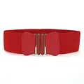 Elegante cintura larga elastica rossa taglie forti con fibbia metallica decorativa - 62cm / Rosso