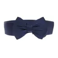 Donkerblauwe elastische tailleriem met grote chiffon strik decoratie voor damesjurken - Marineblauw