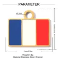 Detailed view of France flag enamel pendant showing 15x13mm dimensions and material info - France Flag (YK694)