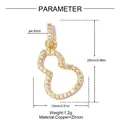 Detailed dimensions and weight of the gold-plated copper gourd pendant with zircons - Lucky Gourd Style (VK314) / Gold