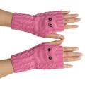 Handgebreide roze uil vingerloze handschoenen voor de winter met schattige knoopogen - Eén maat / Uilenvorm / Lichtrozerood