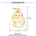 Detail showing bear pendant dimensions, 2.5g weight, and copper enamel materials. - Pink Bear (VK258-1)