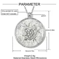 Detaillierte Maße des silbernen Herzanhängers aus Edelstahl mit Strasssteinen - Herz Runder Scheibenstil (YK573) / Anhänger Ohne Kette