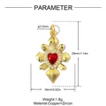 Detailed dimensions of gold-plated heart starburst copper zircon jewelry pendant - Red Heart Starburst Style (VK275) / 1 Piece (29x16mm)