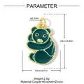 Detailed dimensions and materials of dark green enamel bear pendant with gold finish - Dark Green Bear (VK258-2)