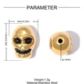 Perlina distanziatrice a teschio in acciaio inossidabile dorato per gioielli DIY, 9x6mm - Stile Teschio Smaltato (YK1042-2)