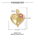 Detailed dimensions and material specifications for a heart-shaped Mom pendant with zircons - Mom Letter Hollow Heart Style (VK276) / 1 Piece/Pack (22x17mm)