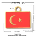 Technical detail of a Turkish flag enamel pendant with exact dimensions and material info - Turkey Flag (YK696)