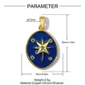 Detailed size measurements for gold star pendant with blue enamel and green zircon - Vintage Starry Four-Point Star Style (VK488) / 1 Piece / Gold and Navy Blue