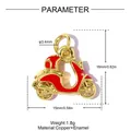 Red enamel motorcycle charm pendant detail showing dimensions and copper material - Red Scooter (VK232-3)