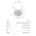Technical specifications of 2ct oval moissanite halo pendant necklace with dimensions - 2 ct / Silver