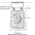 Nahaufnahme des silbernen Tarot-Anhängers aus Edelstahl mit Mond-Stern-Motiven und Maßen - Stern Mond Quadratischer Stil (YK575) / Anhänger Ohne Kette