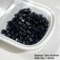 Shiny black 6x5mm square acrylic lacquer beads for DIY phone chains and jewelry making - Cube / Black