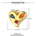 Detail view of heart pendant with dimensions, weight, and material specs. - Tricolor Zirconia Heart Style (VK277) / 1 Piece/Pack (18x17mm)