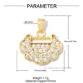 Detailed specifications and size guide for 18k gold plated zircon safety lock pendant - Auspicious Cloud Lock Style (VK317) / Gold