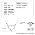 Detailed specs for heart-shaped moissanite pendant necklace with 14k gold plating - Romantic Heart Style