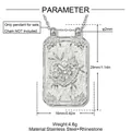 Detailansicht des mit Herz gravierten Edelstahl-Tarot-Anhängers mit Maßen und Gewicht - Blumen Herz Rechteckiger Stil (YK576) / Anhänger Ohne Kette