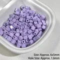 Light purple macaron painted square acrylic beads for DIY jewelry craft making, 6x5mm - 03-Square Purple / (Sold by Piece)