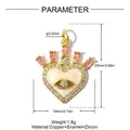 Detail view of heart-shaped evil eye pendant with size and weight parameters - Crown Evil Eye Heart Style (VK278) / 1 Piece/Pack (25x19mm)