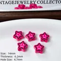 Dettaglio perle a stella rosa con faccina sorridente per gioielli fai da te e hobby - Sold Individually / Rosso rosa