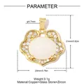 Detailed size and material parameters for 18k gold plated cloud lock pendant with zircon - Pink Gemstone Lock Style (VK318)