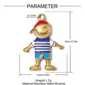 Detailed dimensions and material specifications for the stainless steel enamel cartoon boy pendant - Cartoon Boy (YK633)