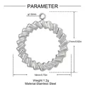 Gedetailleerde weergave van de afmetingen en het gewicht van de rvs gedraaide ringhanger - Gedraaide Textuur Ring (YK555)