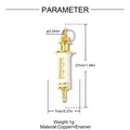 Detailed size parameter chart for a creative syringe charm in gold and white enamel - Syringe Shape (VK234)