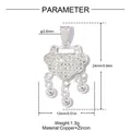Detail showing measurements of the copper zircon long-life lock pendant - Silver Bell Lock Style (VK319-1)