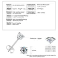 Vista detallada de los pendientes de moissanita de 1.0ct color D VVS1 con detalles - Estilo de Cuatro Garras de Moda / 0.5 ct / Plateado
