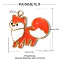 Size and weight parameters for orange enamel fox pendant in stainless steel - Enamel Fox (YK634)