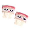 Close-up of cute knitted owl pattern boot cuffs featuring an ivory ribbed texture and design - One Size / Owl Style (WT163) / Beige/White