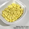 High quality light yellow macaron painted square acrylic beads 6x5mm for DIY jewelry making - 06-Square Light Yellow / (Sold by Piece)