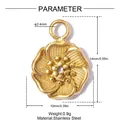 Detail view showing dimensions of a 14mm stainless steel flower pendant for DIY jewelry - Spiral Five-Petal Flower (YK672)