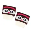 Close-up of knitted boot cuffs with cute owl jacquard pattern and rib texture - One Size / Owl Style (WT163) / Coffee/White