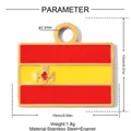 Detail view showing technical dimensions of Spain flag stainless steel enamel pendant - Spain Flag (YK700)
