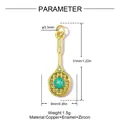 Detail view of gold tennis racket pendant with dimensions and weight specs - Tennis Racket Shape (VK235)