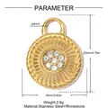 Macro detail of golden sun relief stainless steel pendant with crystal rhinestone parameters - White Multi-Stone Sun Relief Style (YK566) / 1 Piece