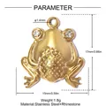 Detailed size and material parameters for the frog-shaped stainless steel pendant. - Rhinestone Frog (YK635)