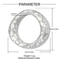 Detailweergave van onregelmatige roestvrijstalen ringhanger met afmetingen en gewicht - Gehamerde Textuur Ring (YK557)