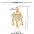 Detailed specifications of 18k gold plated Ping'an lock pendant with zircon stones - Gold Bell Lock Style (VK319-2)