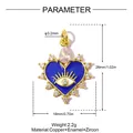 Detailed technical diagram showing dimensions and weight of blue enamel evil eye heart pendant - Blue Enamel Heart Evil Eye Style (VK279-3)