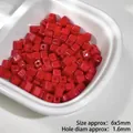 Vibrant red painted acrylic cube beads 6x5mm for DIY jewelry making and phone charms - 08-Square Bright Red / (Sold by Piece)