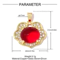 Detailed dimensions and material specifications of red cloud Ruyi lock pendant - Red Gemstone Lock Style (VK320-1)