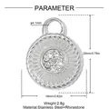 Gedetailleerde weergave van roestvrijstalen strass hanger met afmetingen - Spiraal Touw Strass Ring (YK558)