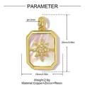 Pendentif étoile en cuivre doré avec nacre et zircons, détails de taille 25mm - Style Rectangle Étoile Octogonale en Nacre (VK493)