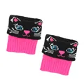 Knitted cartoon cat pattern boot cuffs for women in vibrant pink and black block - One Size / Cat Style (WT163) / Black/Rose Red