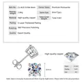 Λεπτομερής προβολή σκουλαρίκια moissanite 8mm με 4 δόντια και προδιαγραφές D color VVS1 - Σκουλαρίκια με Τέσσερα Δόντια / 2 ct / Ασημί